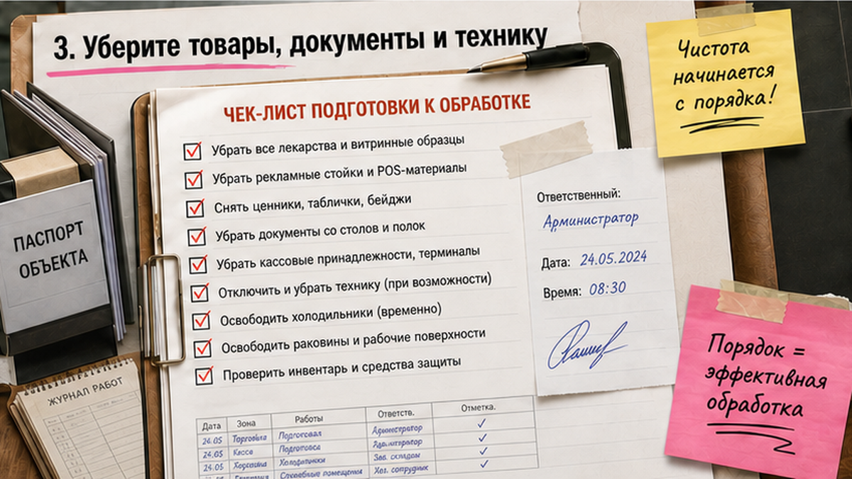 Чеклист / printable board: 3. Уберите товары, документы и технику