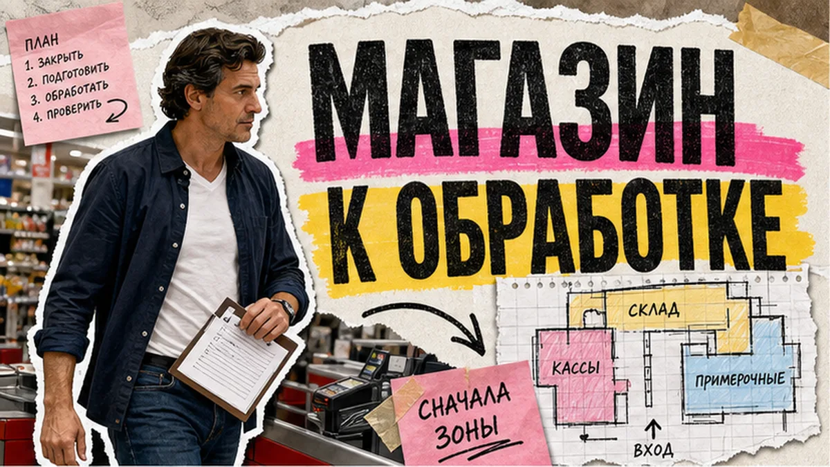 Управляющий магазина готовит торговый зал к дезинфекции Сидарином по чек-листу
