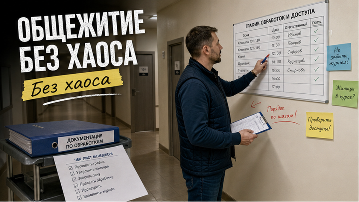 Дезинфекция общежития: чек-лист подготовки Сидарином