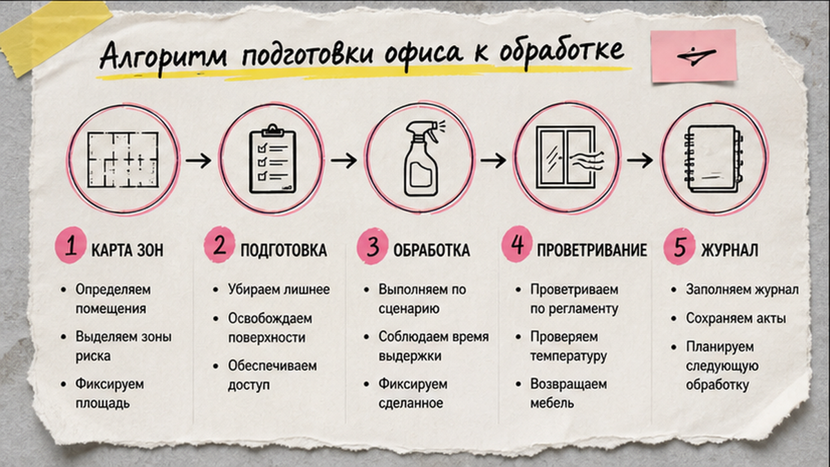 План офиса с рабочими местами, переговорной, кухней, санузлом и входной зоной