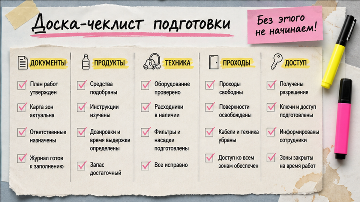 Чек-лист выбора ручной обработки или холодного тумана для офисных зон