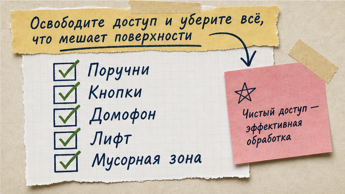 Чеклист / printable board: Освободите доступ и уберите всё, что мешает поверхности