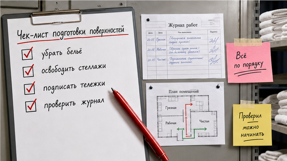 Чеклист / printable board: Освободите поверхности и уберите чистое бельё