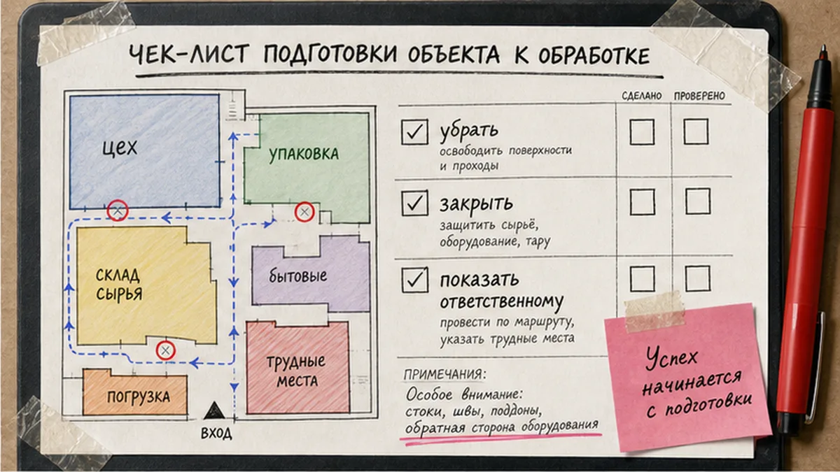 Карта зон производственного помещения перед дезинфекцией