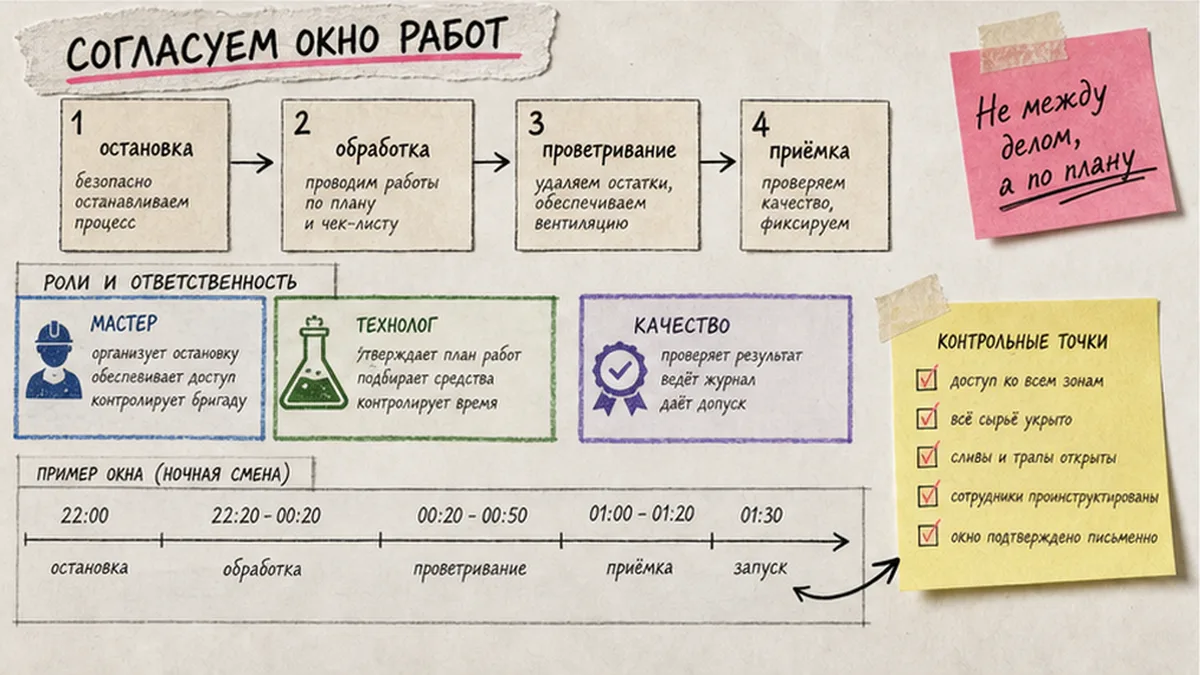 Схема согласования ответственного и окна дезинфекции
