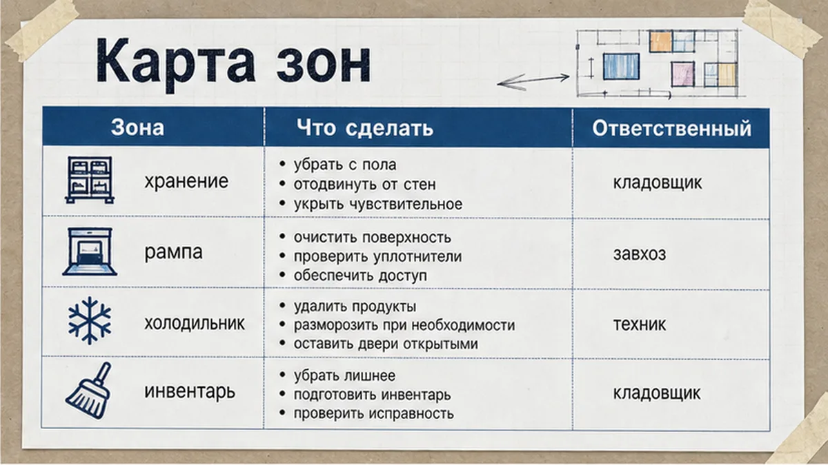 Сравнительная таблица: Разделите склад на зоны до обработки