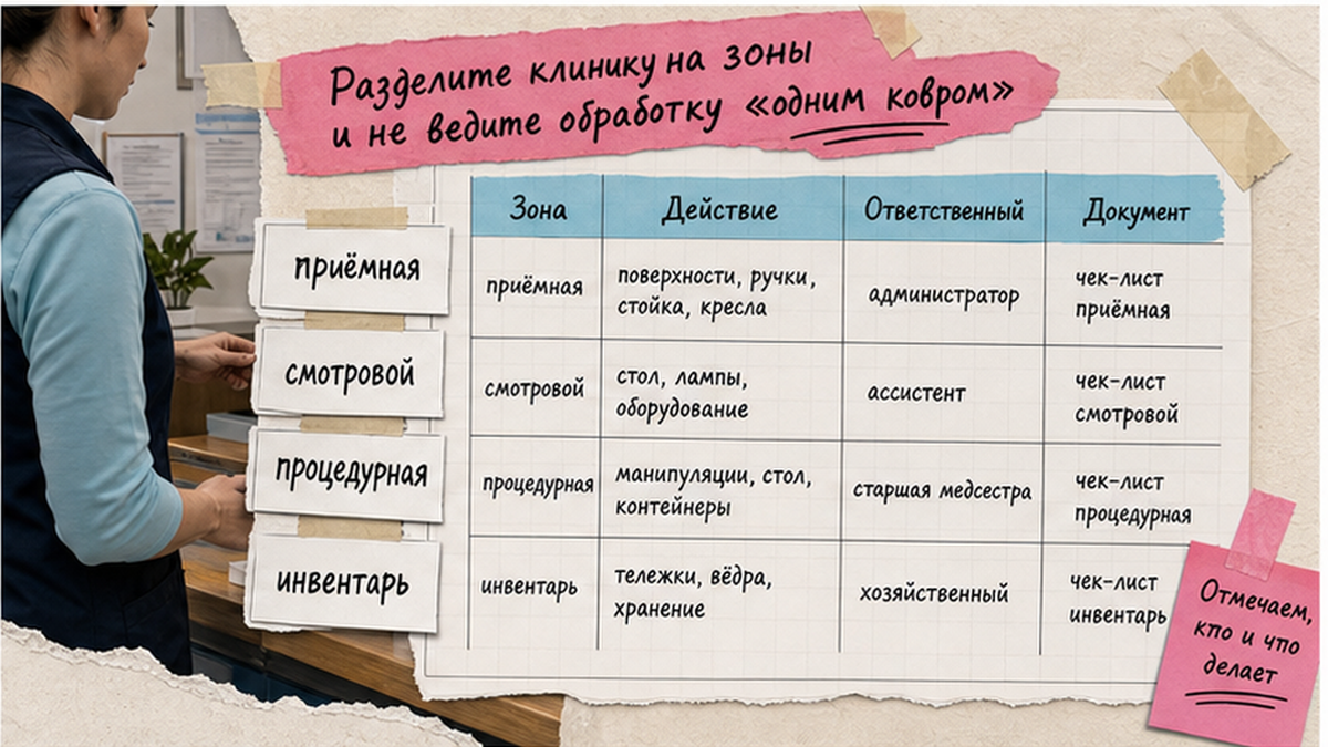 Сравнительная таблица: разделение ветеринарной клиники на зоны обработки