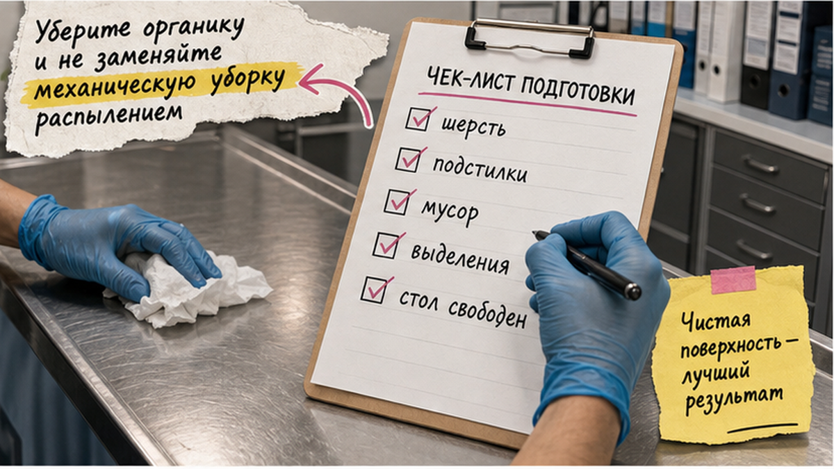 Чеклист / printable board: Уберите органику и не заменяйте механическую очистку распылением
