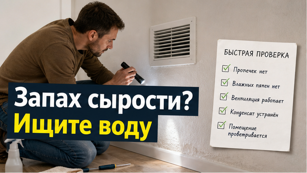 Светлая квартира после устранения протечки: владелец проверяет стену, вентиляцию и влажность по чек-листу