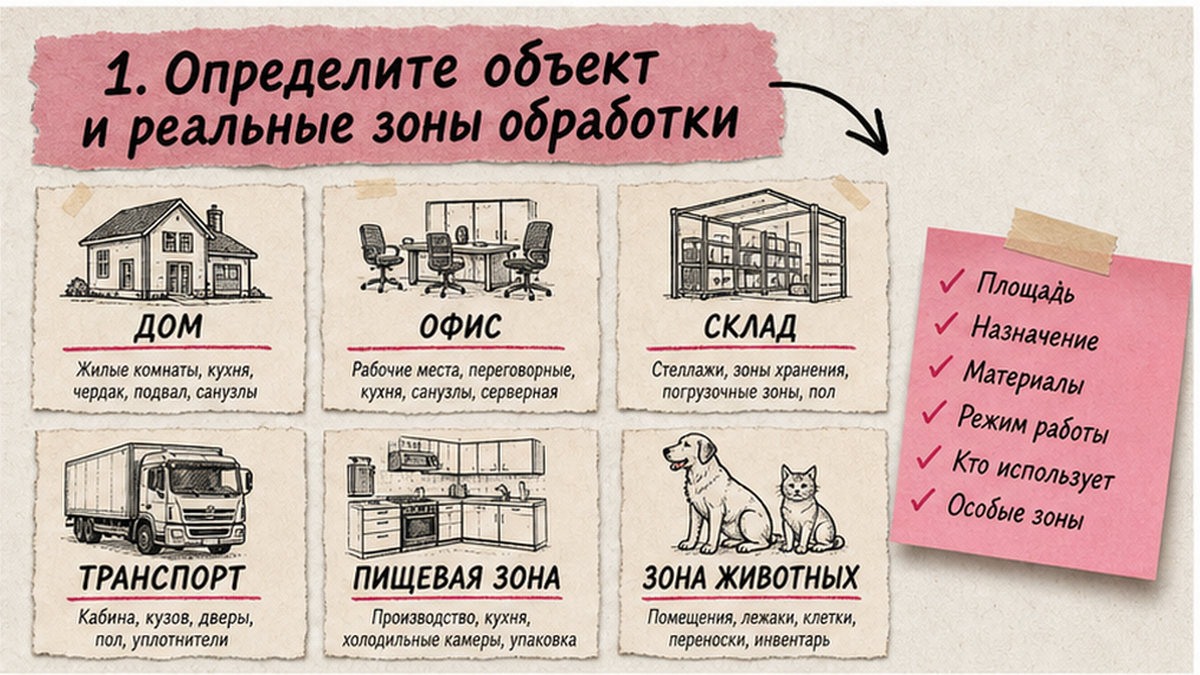 Чек-лист выбора объекта и цели обработки перед применением Сидарина
