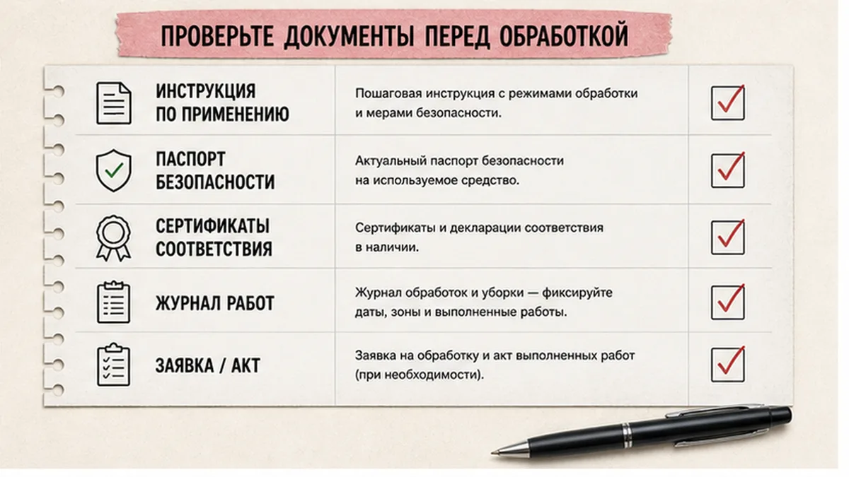 Чек-лист документов для обработки теплицы и садового инвентаря