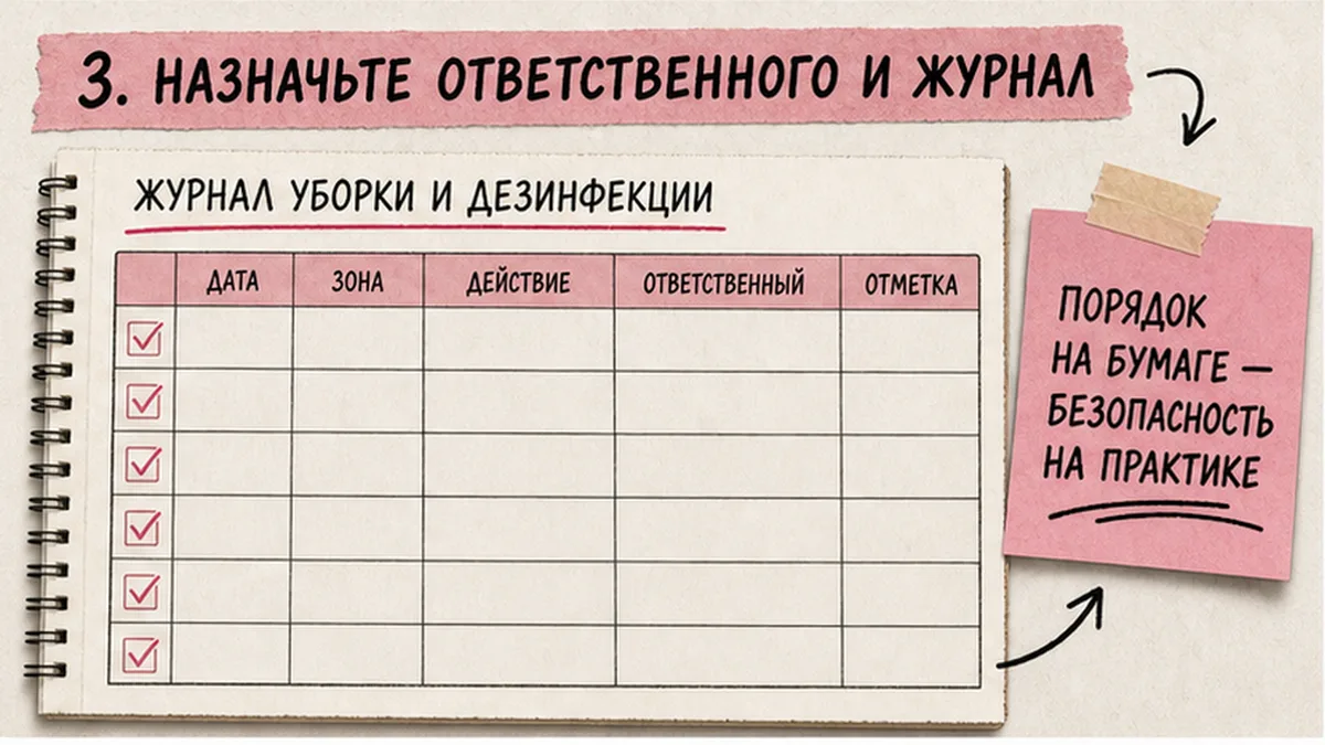 Журнал дезинфекции поверхностей для объекта