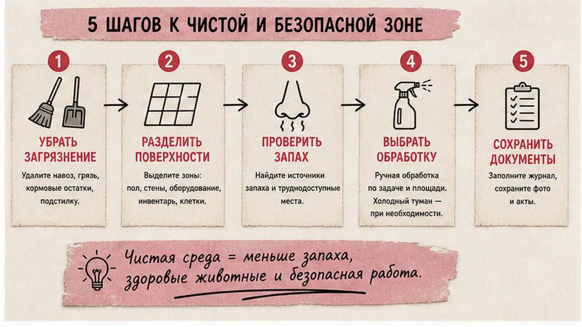 Схема разделения поверхностей, инвентаря и мест запаха